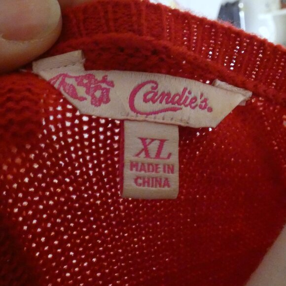 5 for $20 📢 Candie's Long Sleeve Scoop Neck Tunic Style Red Knit Sweater XL - Picture 4 of 4
